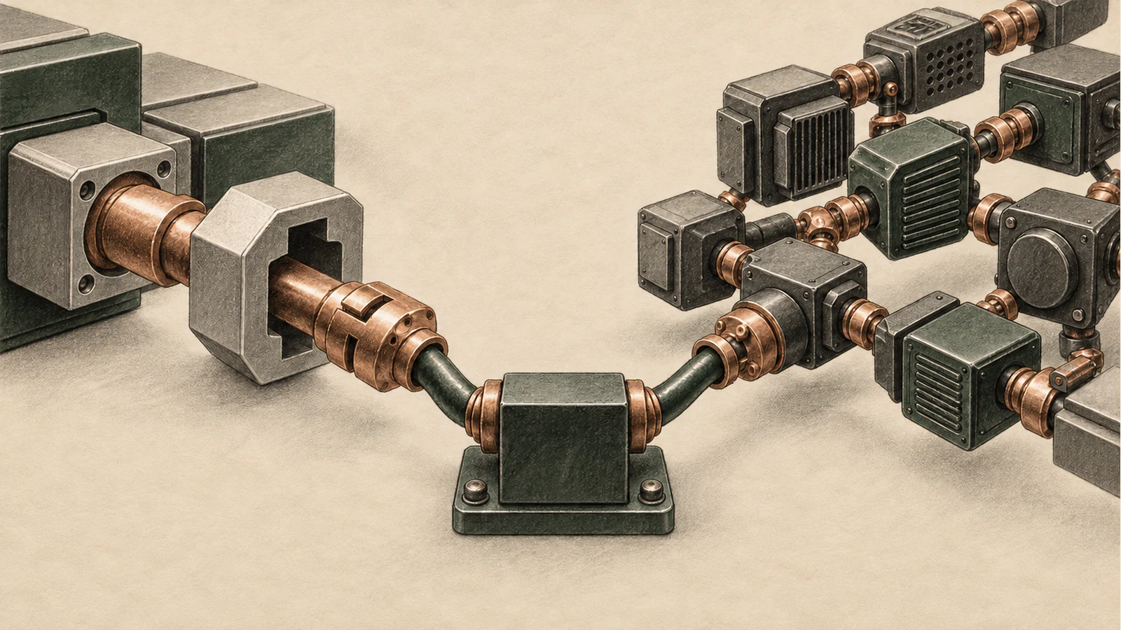 A fitted connector with a validation collar and a broader modular assembly both connect to the same terminal block.