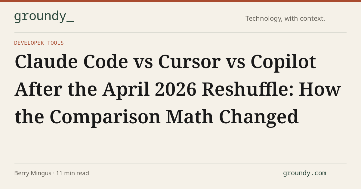 Claude Code vs Cursor vs Copilot After the April 2026 Reshuffle: How ...